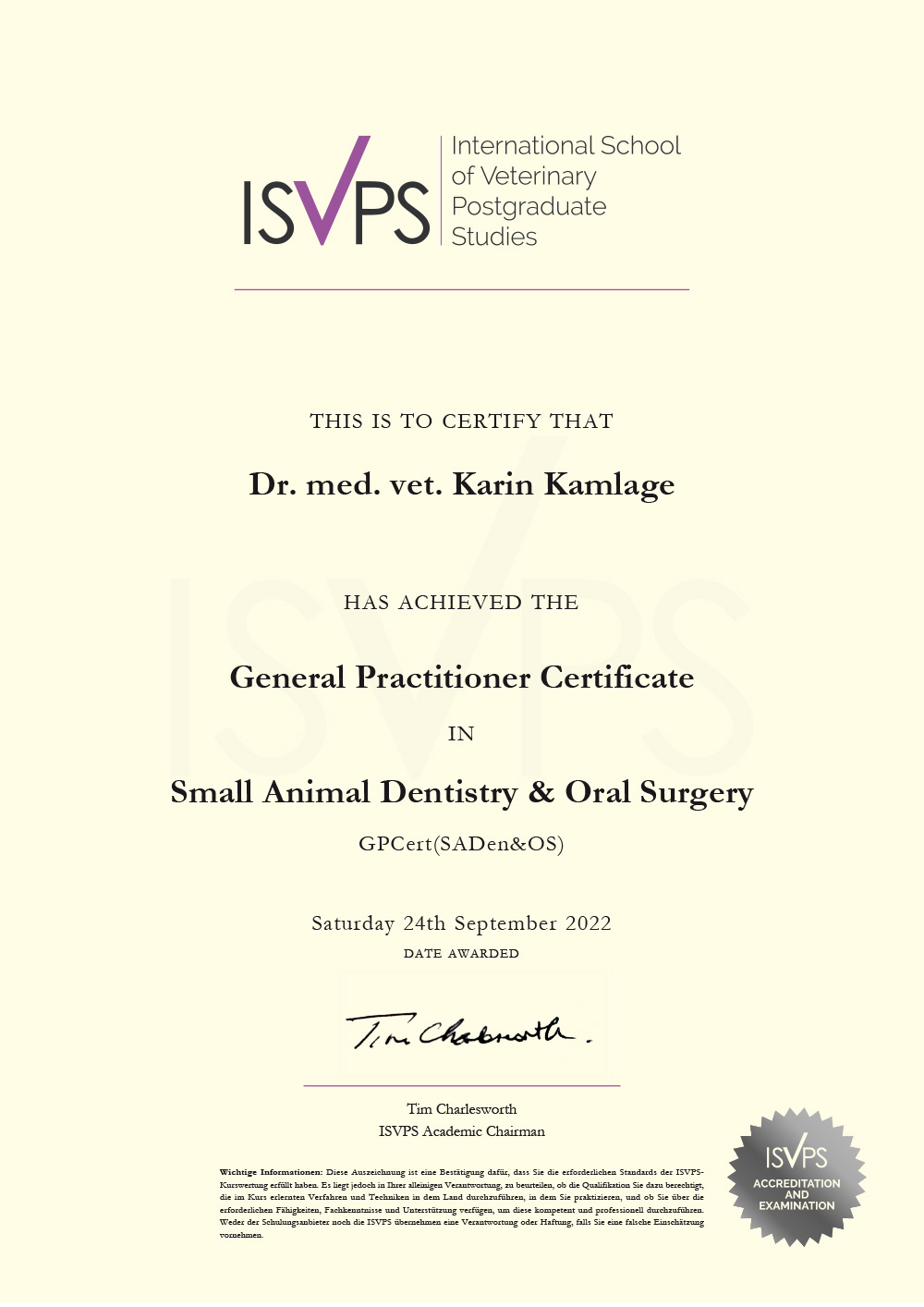 General Practitioner Certificate in Small Animal Dentistry & Oral Surgery
